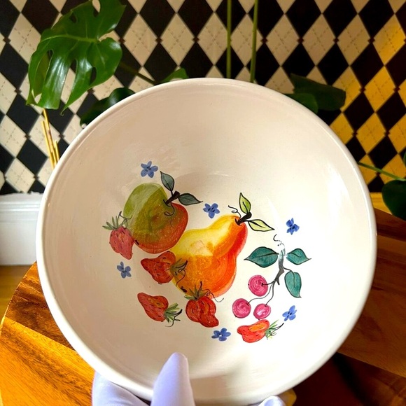 Vintage Hand Painted Large (9”) Ceramic Bowl by Shard Pottery - Picture 3 of 6